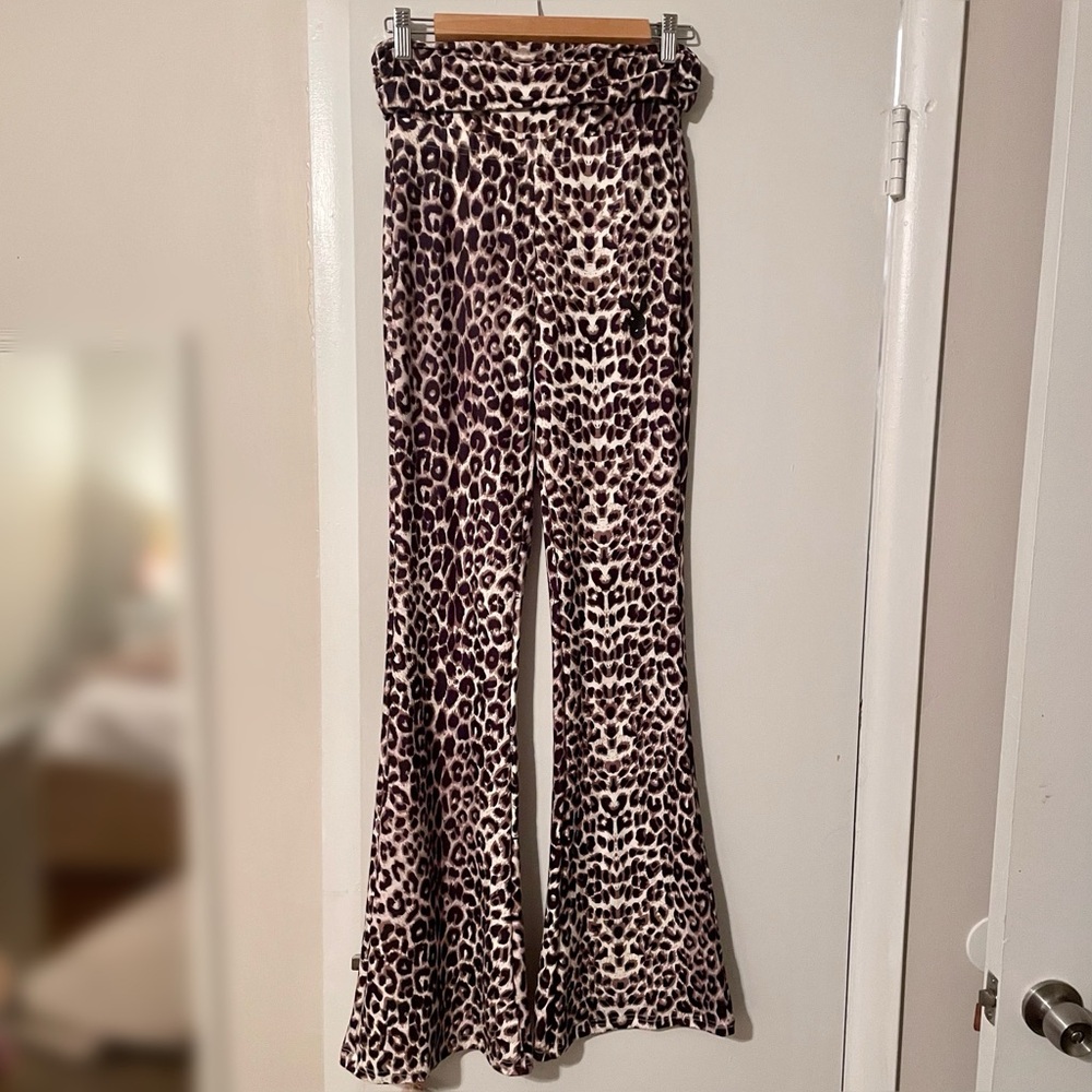 Missguided Leopard-Print Bootcut Pants in Brown & Cream
